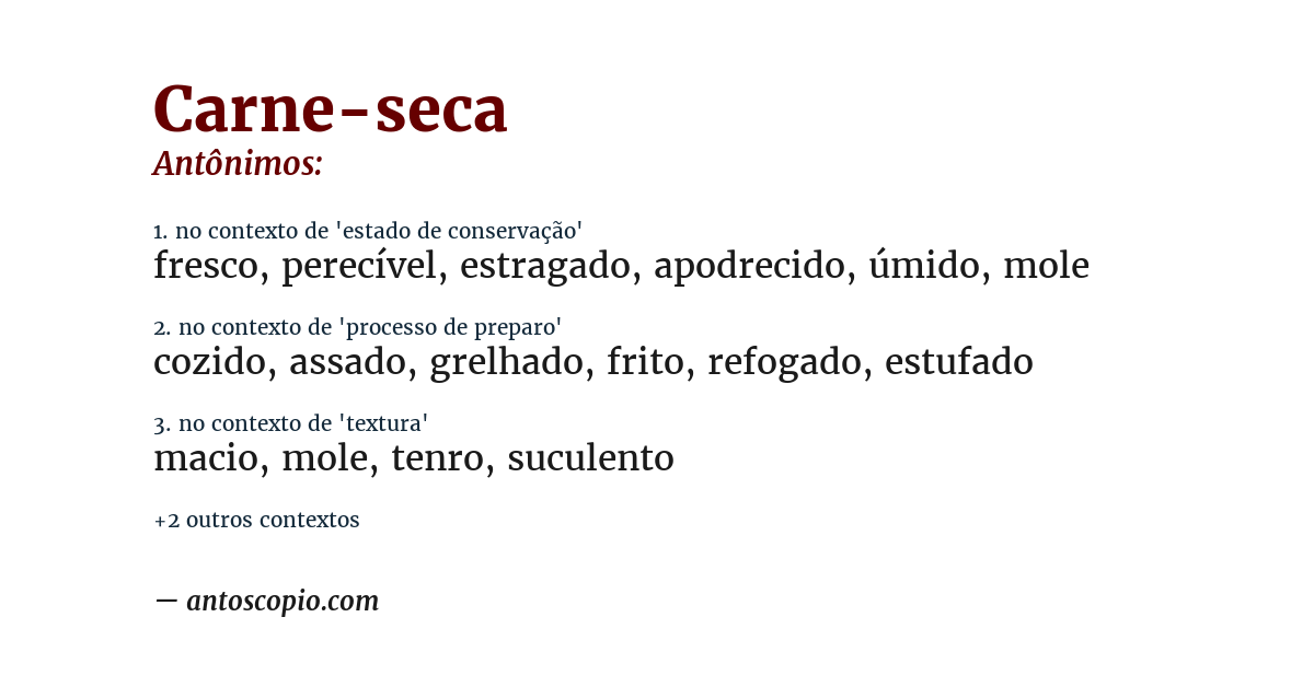 Antônimo de carne-seca