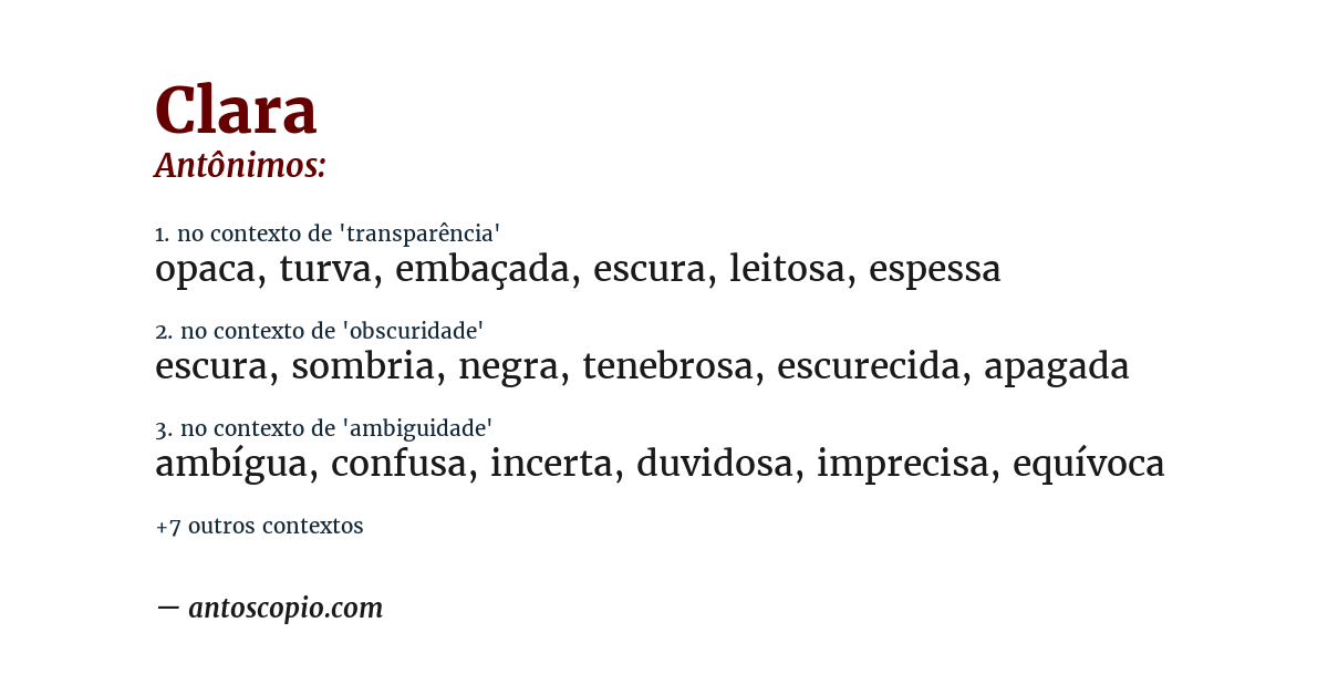 Antônimo de clara