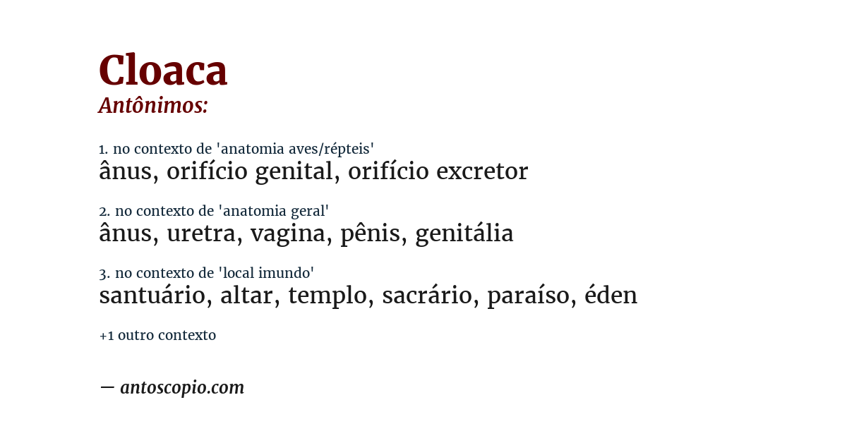 Antônimo de cloaca