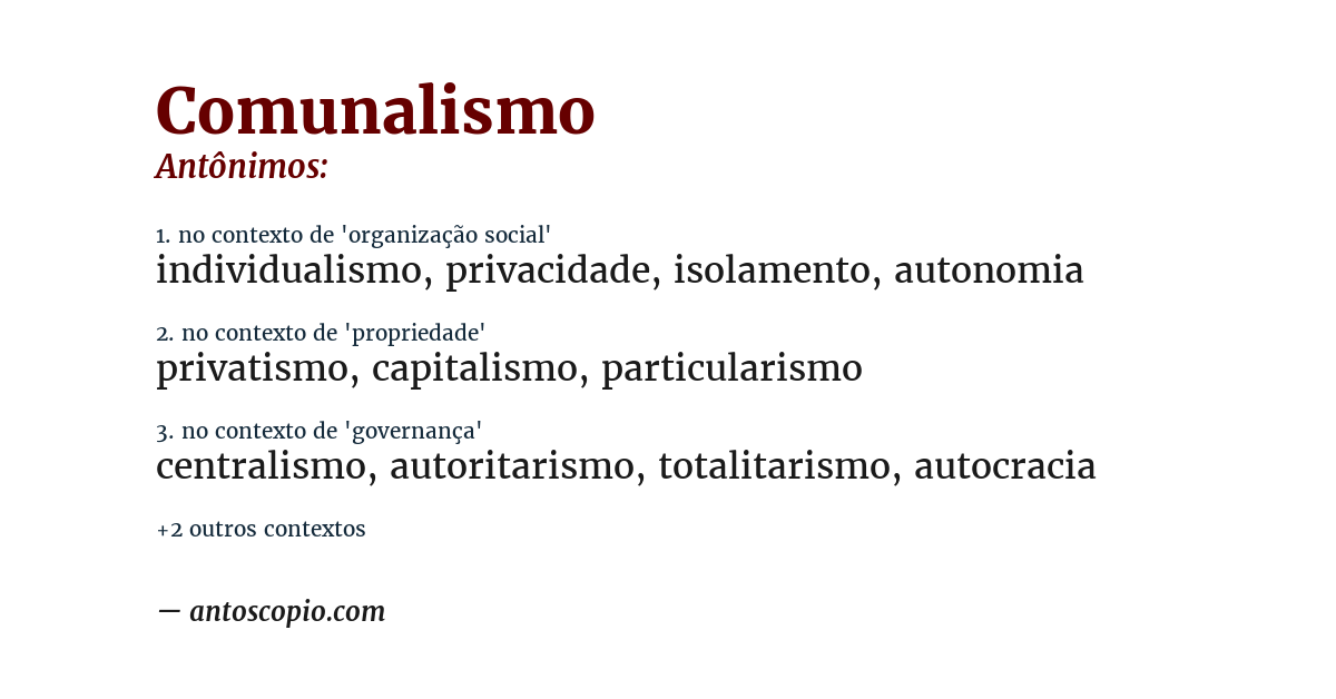 Antônimo de comunalismo