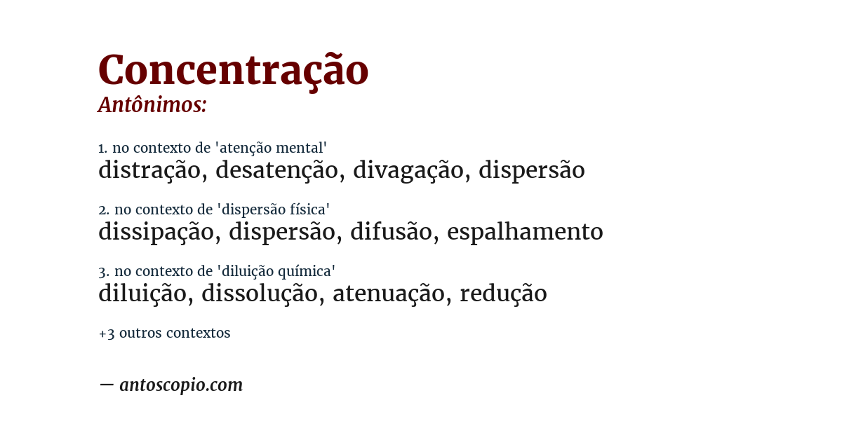 Antônimo de concentração