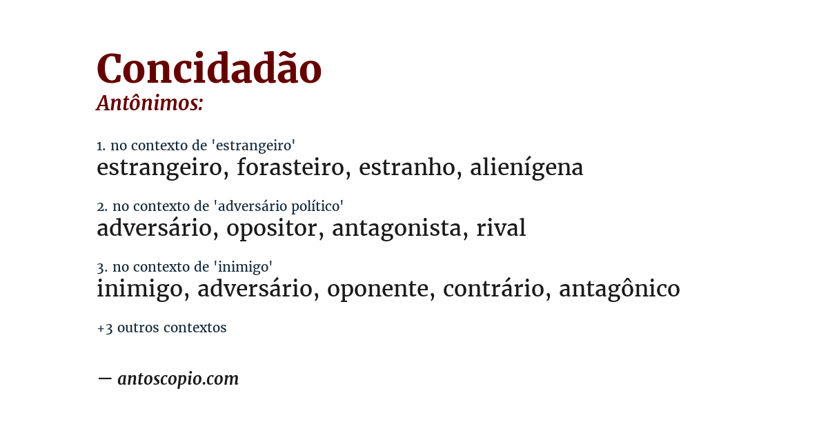 Antônimo de concidadão