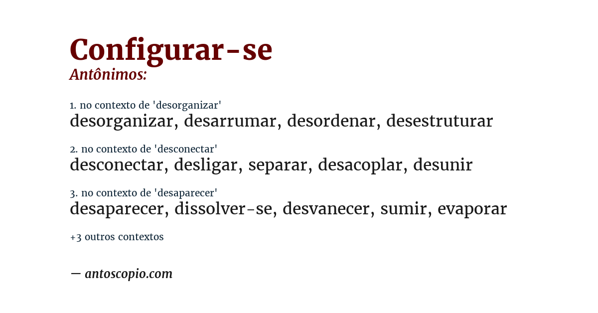 Antônimo de configurar-se