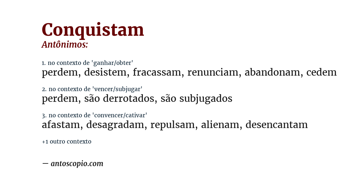 Antônimo de conquistam