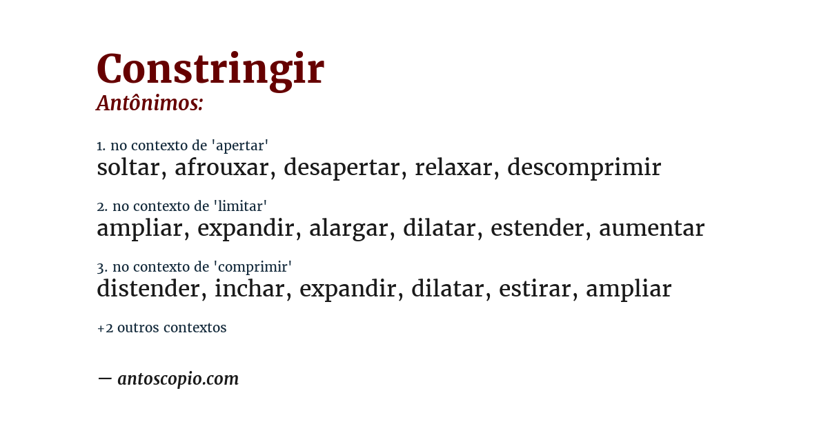 Antônimo de constringir