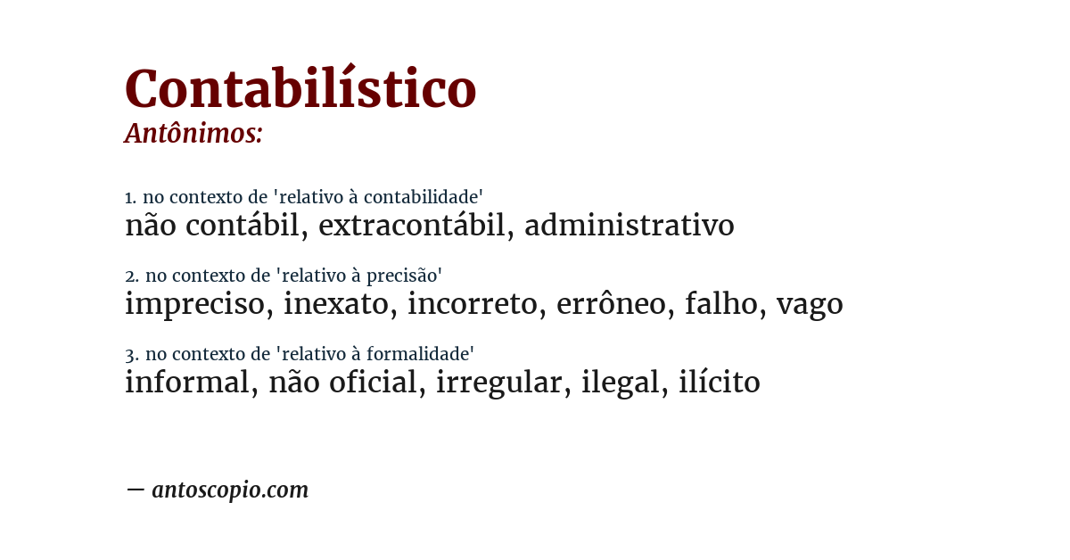 Antônimo de contabilístico