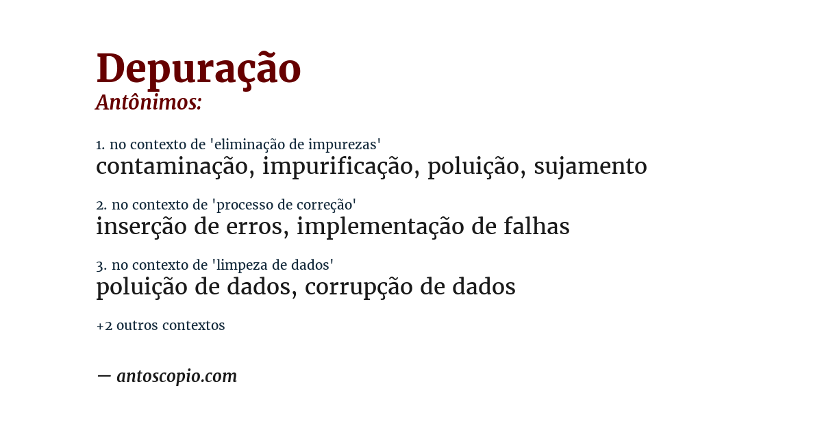 Antônimo de depuração