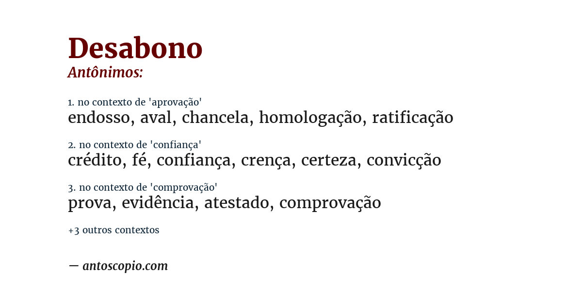 Antônimo de desabono