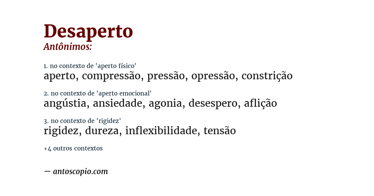 Antônimo de desaperto