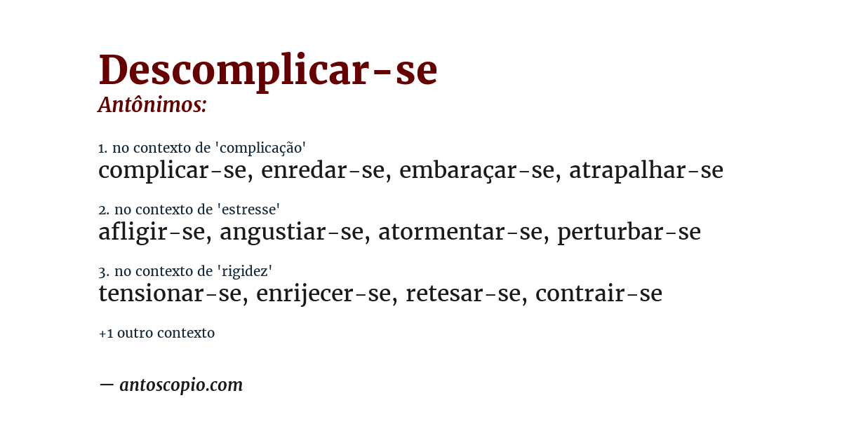 Antônimo de descomplicar-se