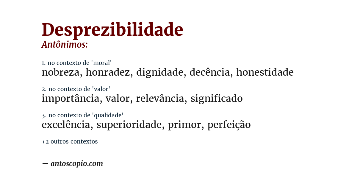 Antônimo de desprezibilidade