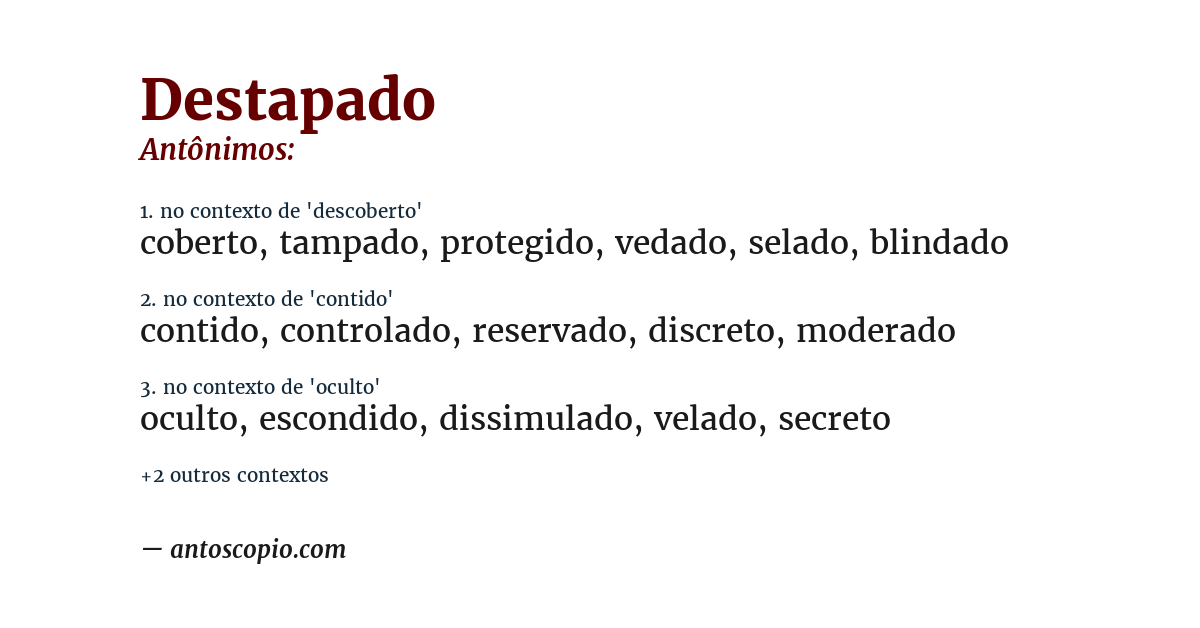 Antônimo de destapado