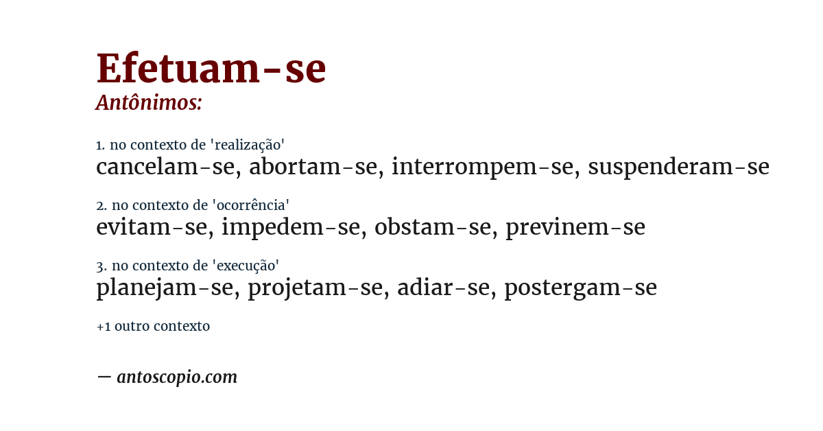 Antônimo de efetuam-se