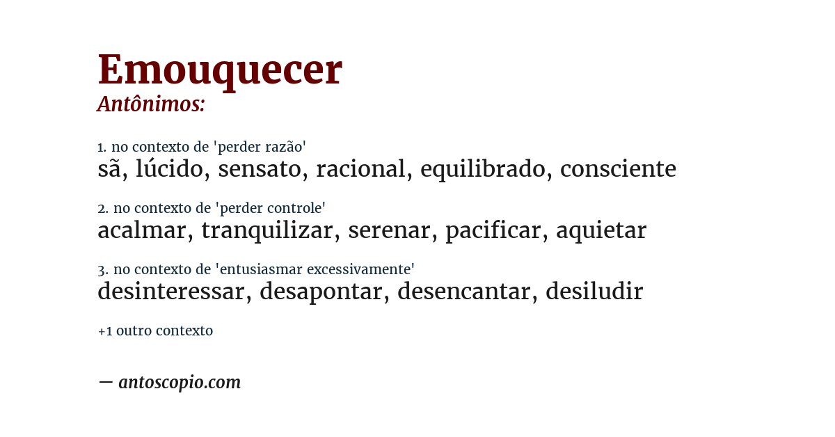 Antônimo de emouquecer