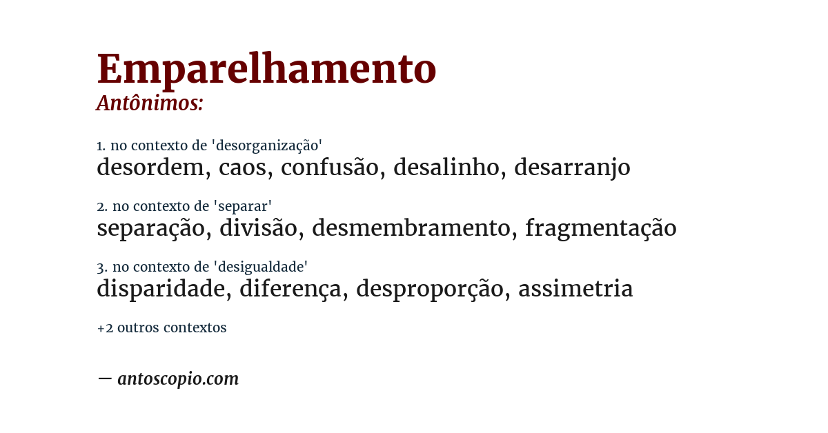 Antônimo de emparelhamento