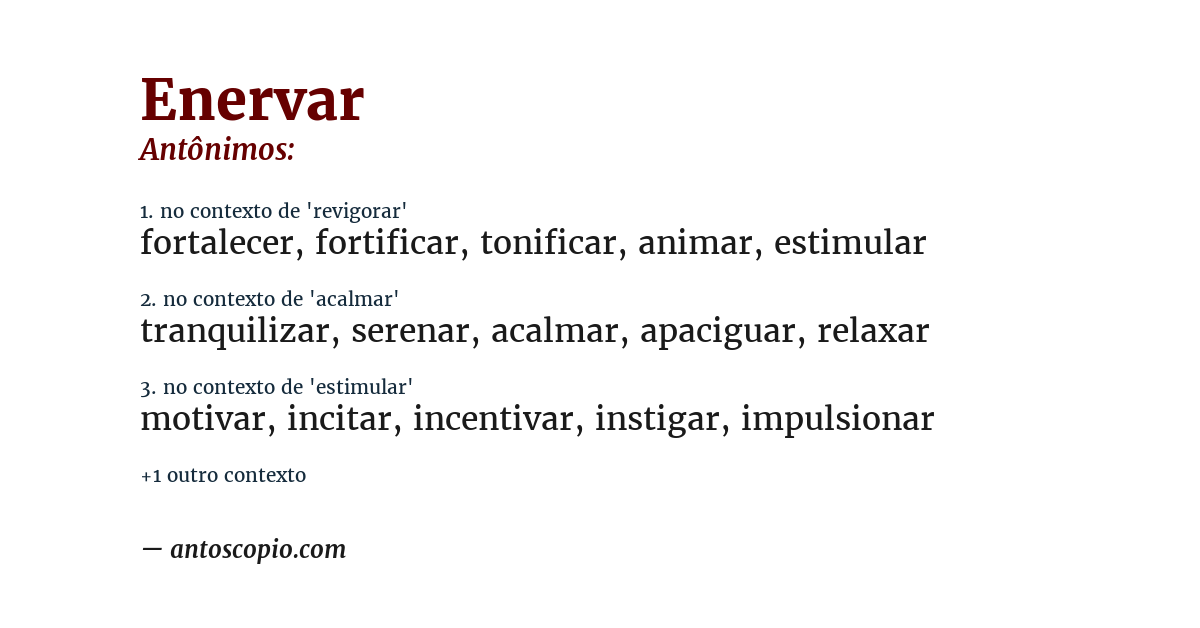 Antônimo de enervar