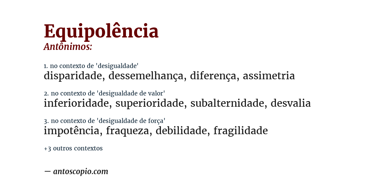 Antônimo de equipolência