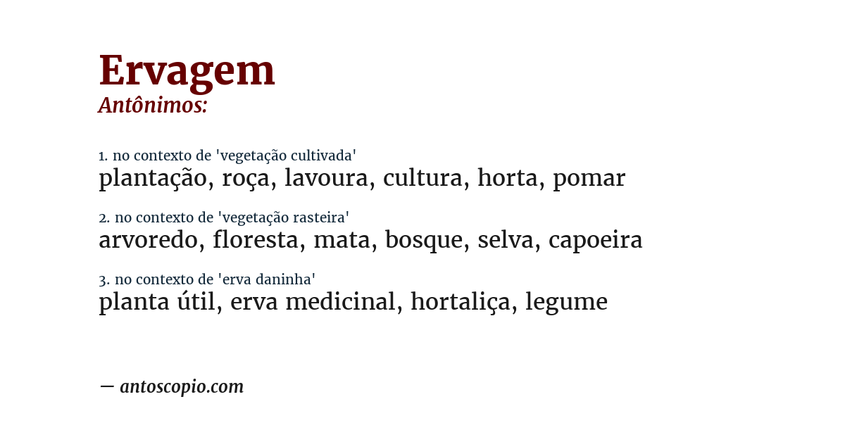 Antônimo de ervagem