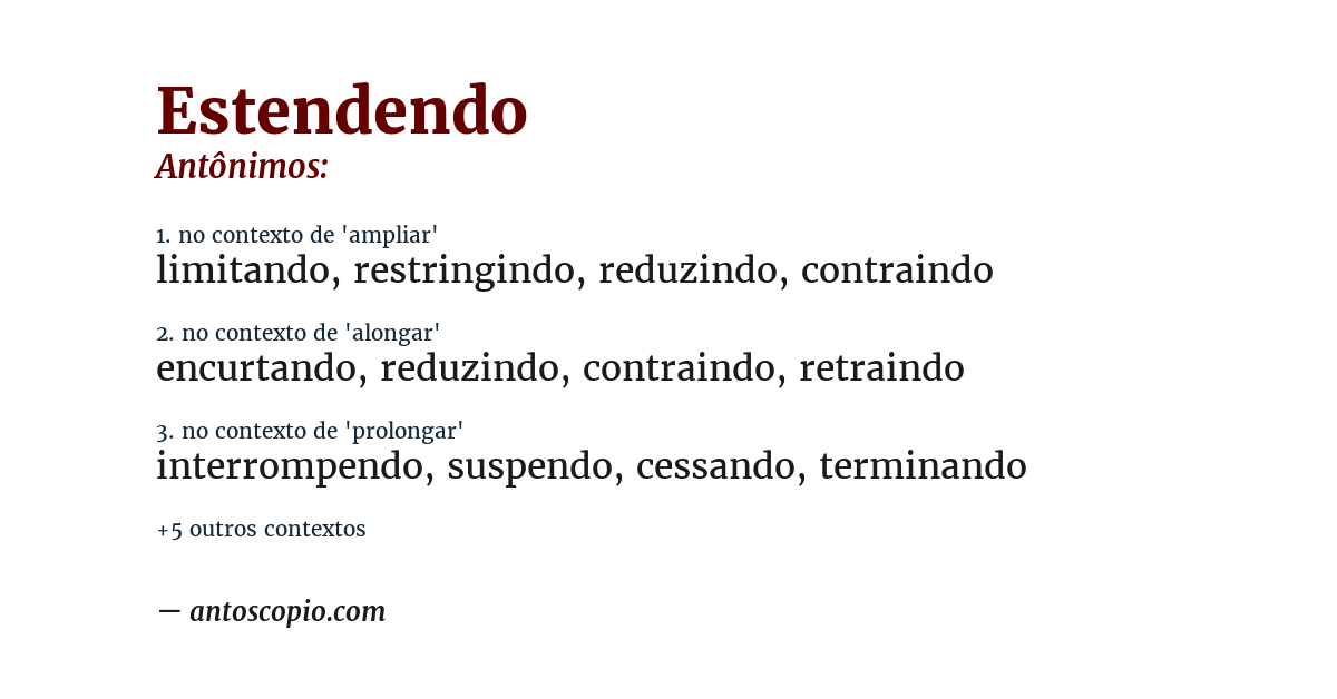 Antônimo de estendendo