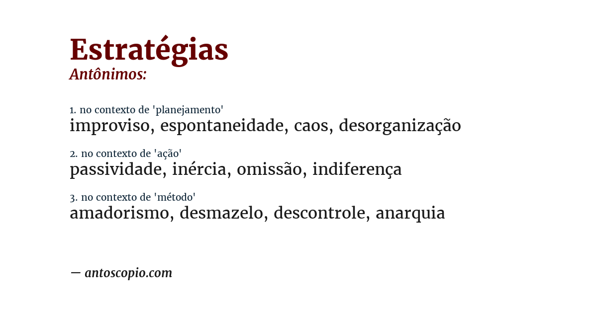 Antônimo de estratégias