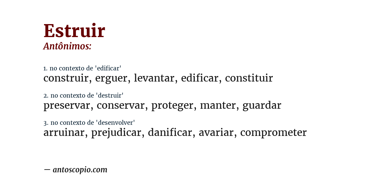 Antônimo de estruir