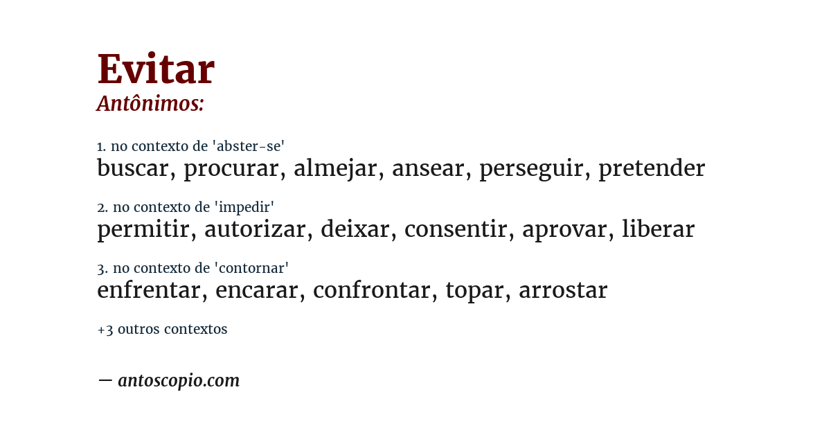 Antônimo de evitar