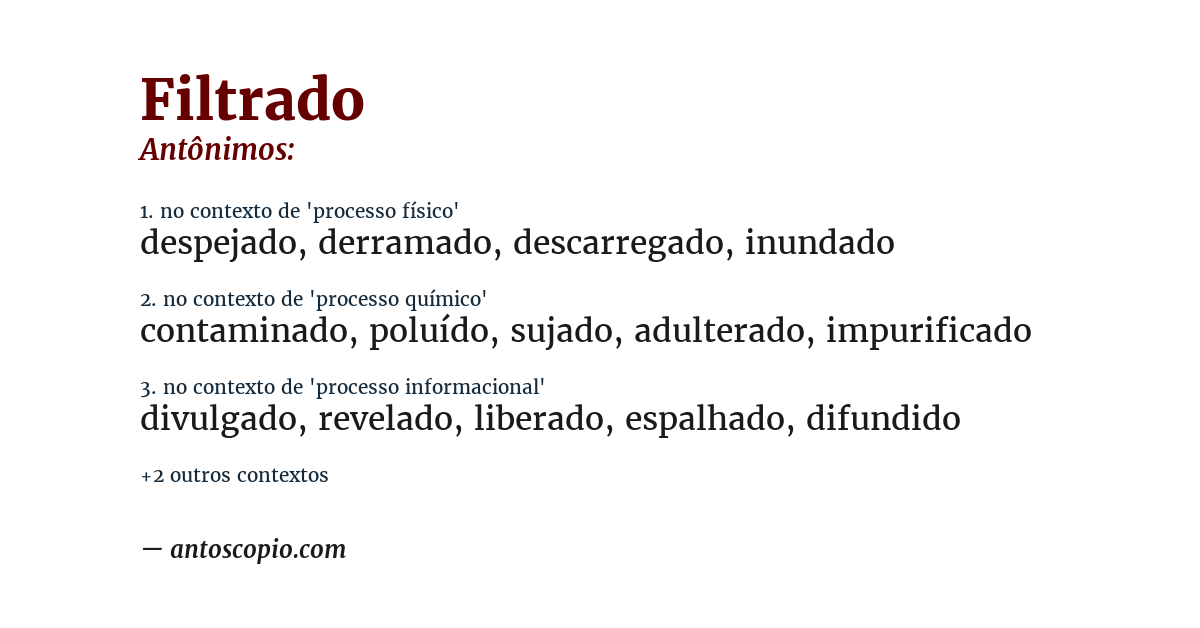 Antônimo de filtrado