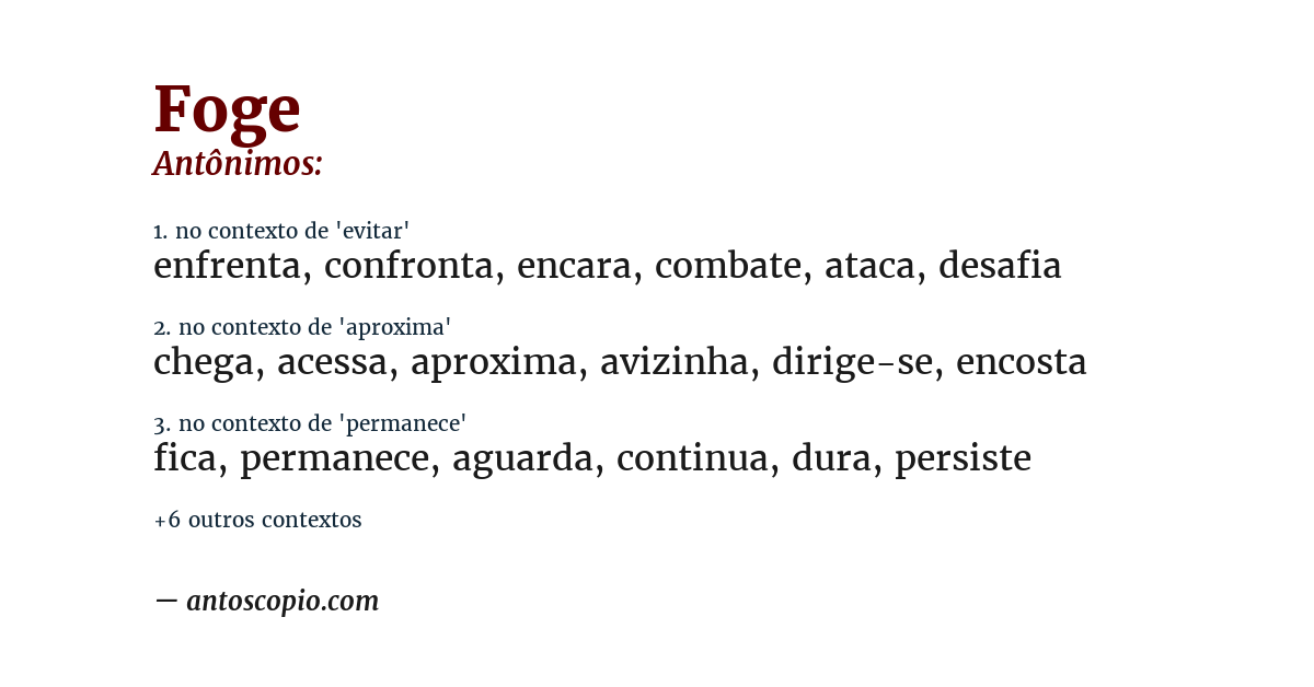 Antônimo de foge