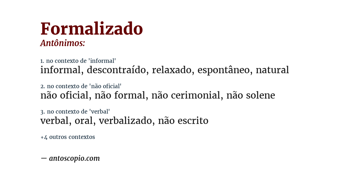 Antônimo de formalizado