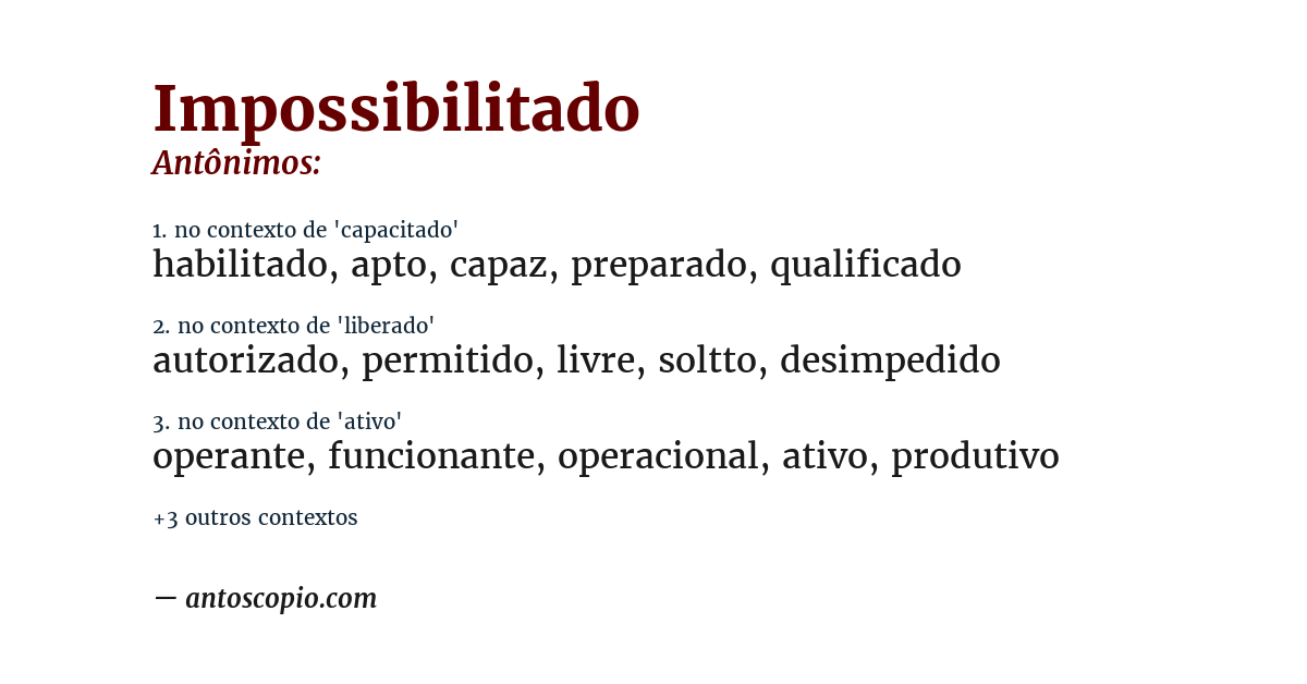 Antônimo de impossibilitado