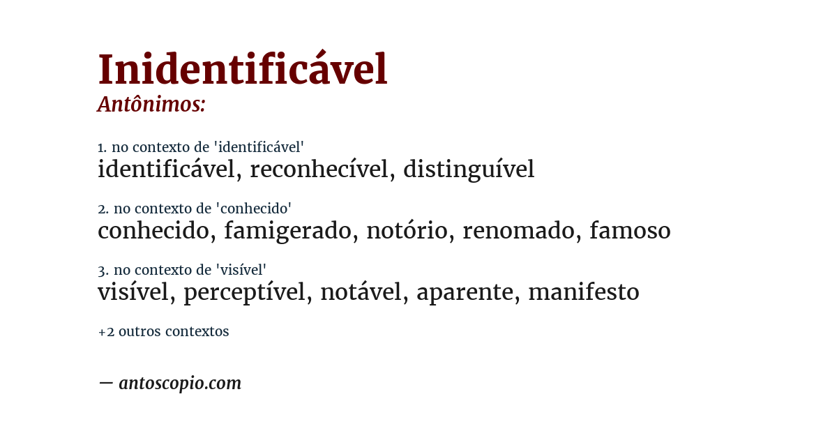 Antônimo de inidentificável
