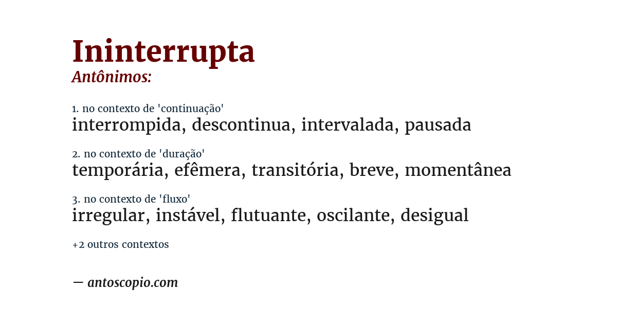 Antônimo de ininterrupta