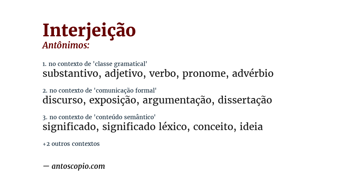 Antônimo de interjeição