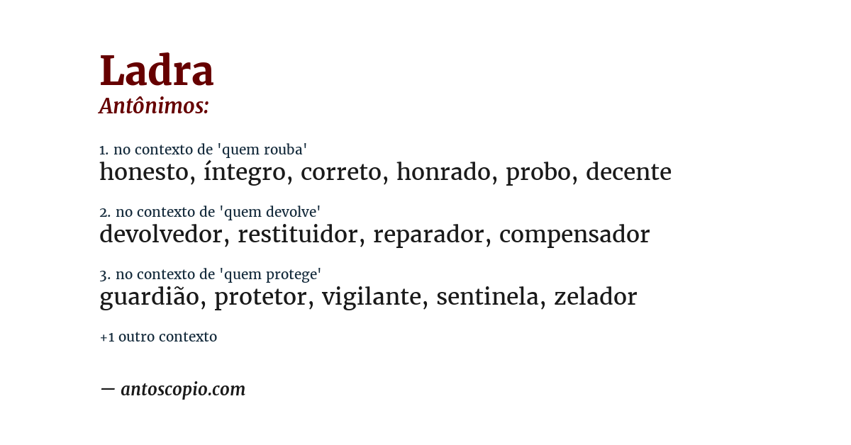 Antônimo de ladra