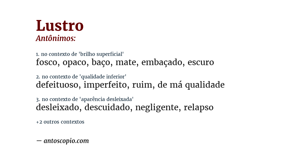 Antônimo de lustro