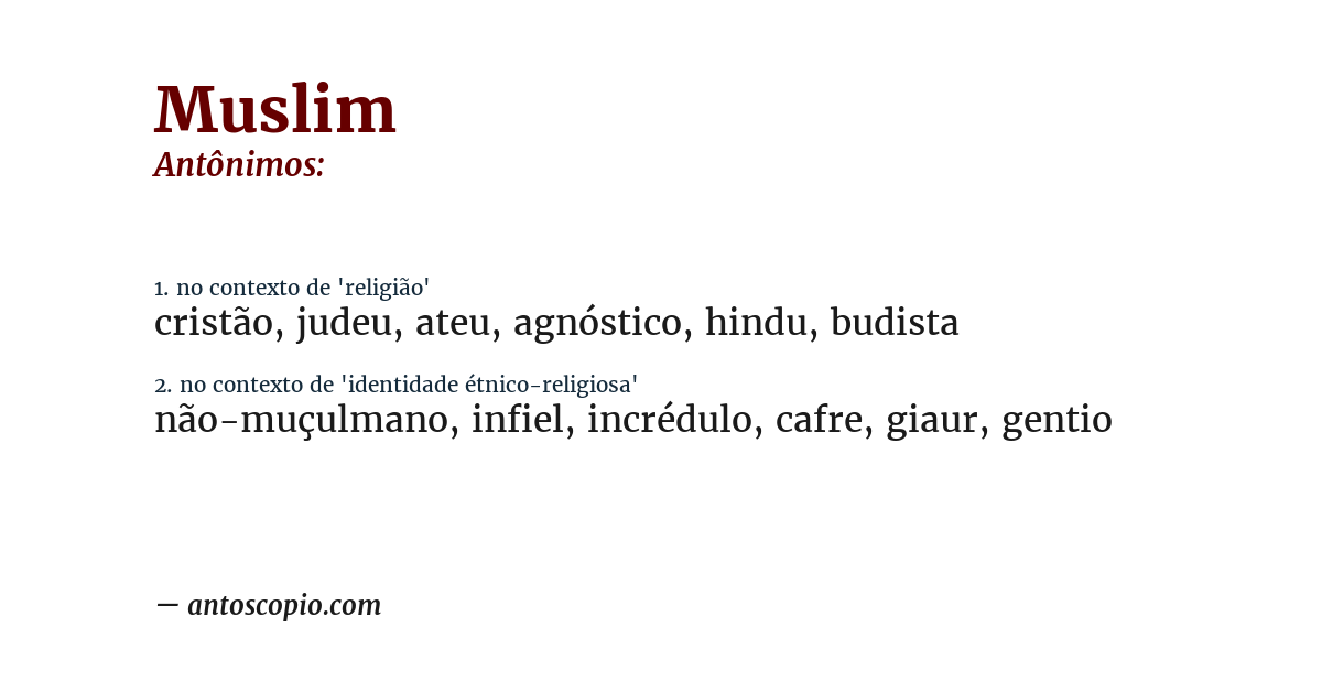 Antônimo de muslim