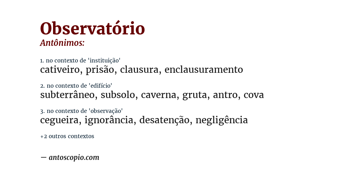 Antônimo de observatório