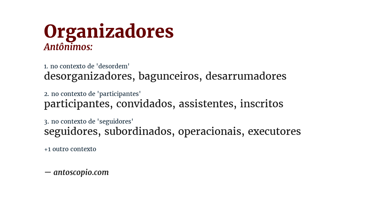 Antônimo de organizadores