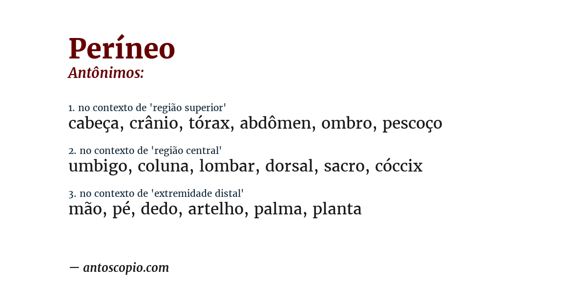Antônimo de períneo