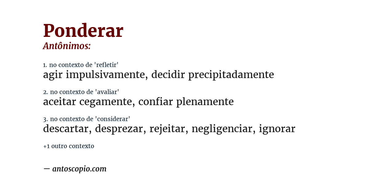 Antônimo de ponderar