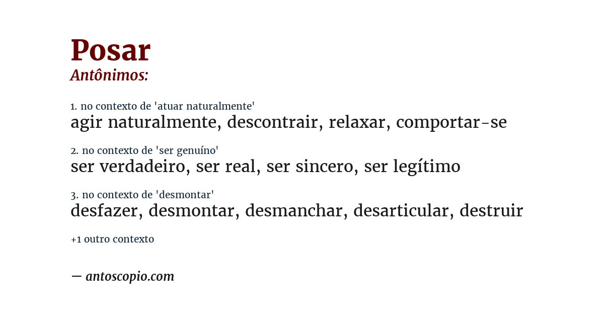Antônimo de posar