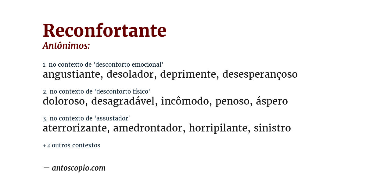 Antônimo de reconfortante