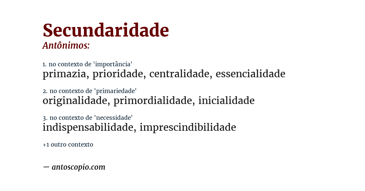 Antônimo de secundaridade