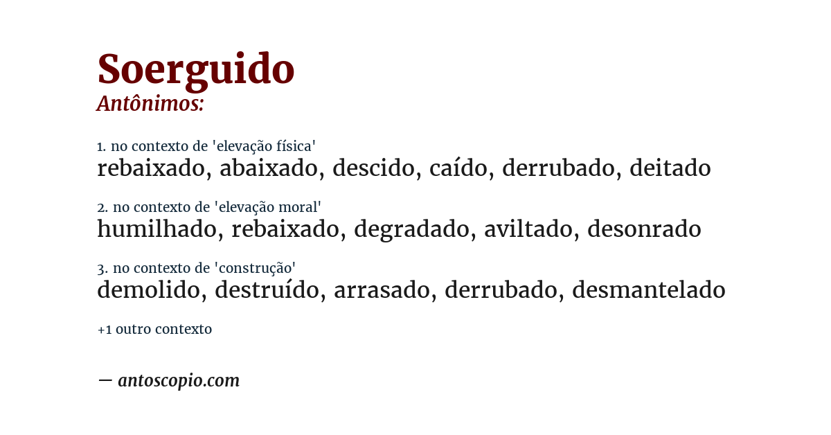 Antônimo de soerguido