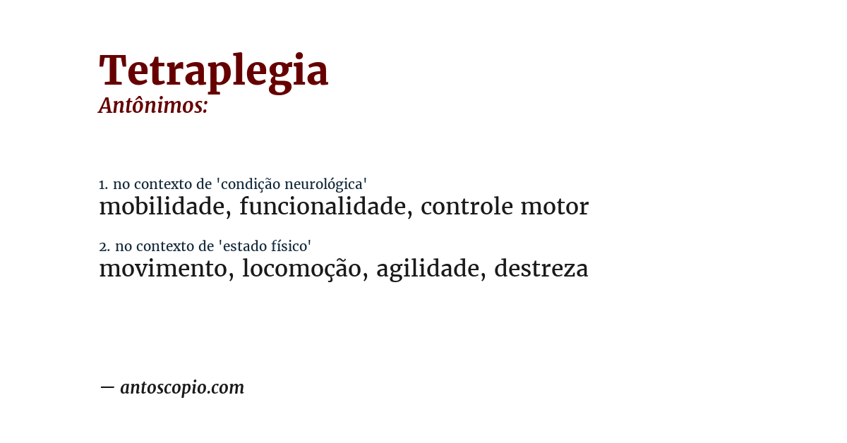 Antônimo de tetraplegia
