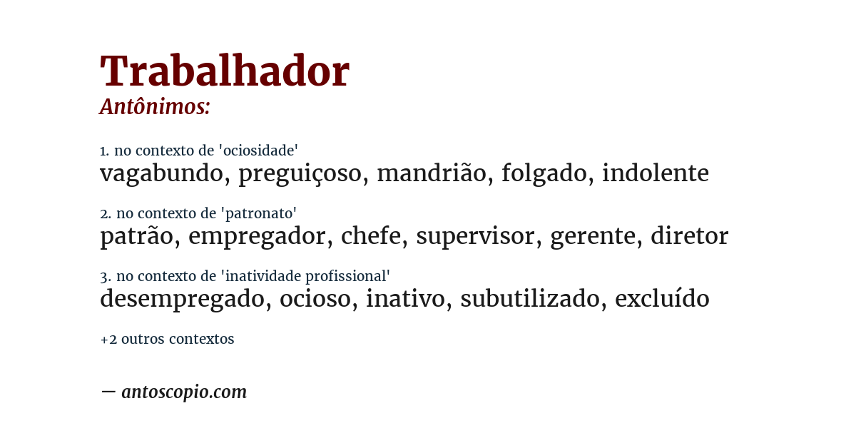 Antônimo de trabalhador