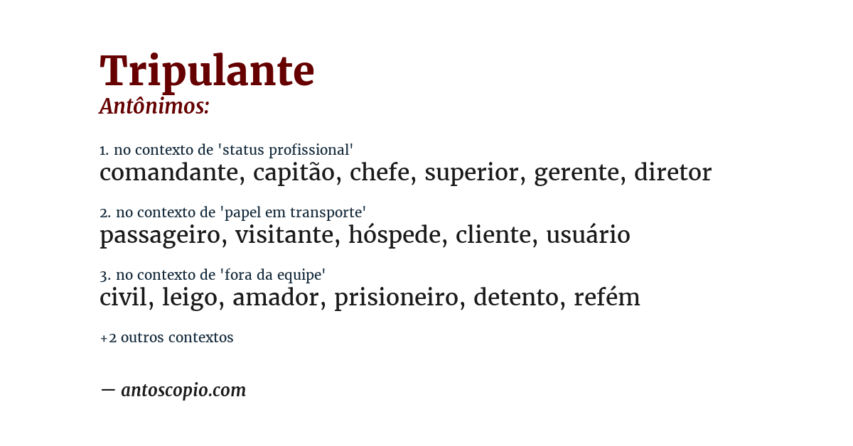 Antônimo de tripulante