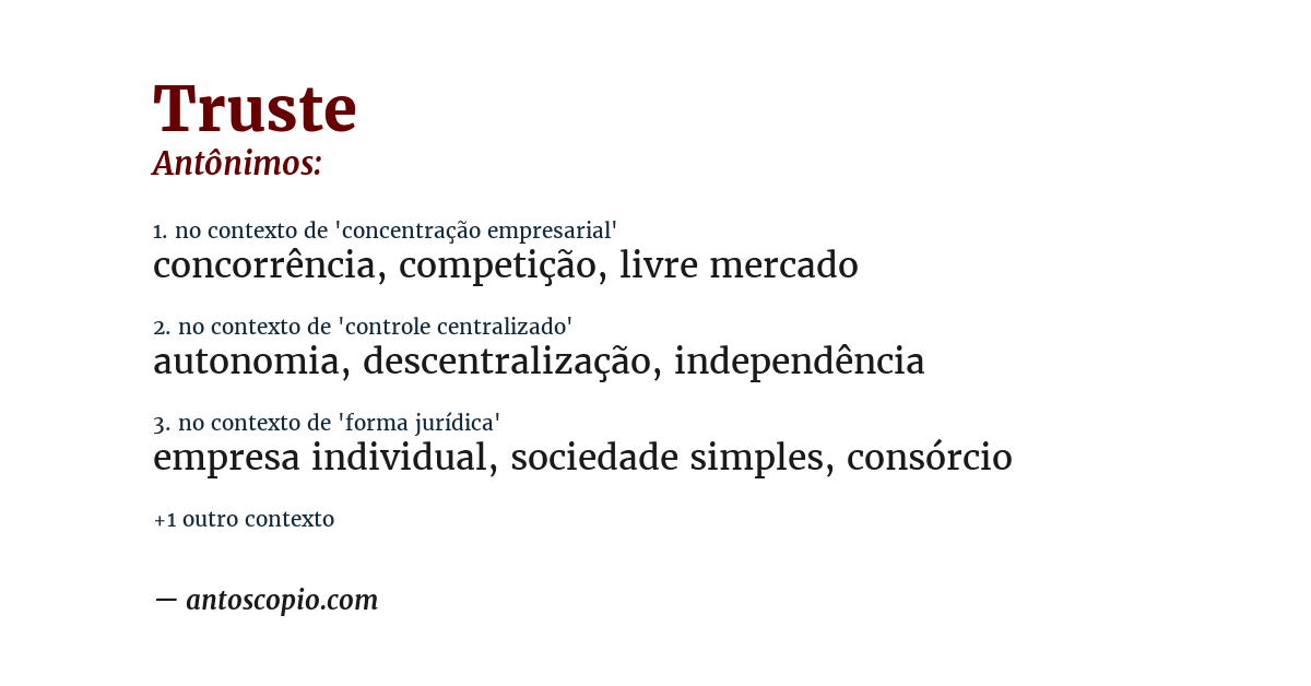 Antônimo de truste