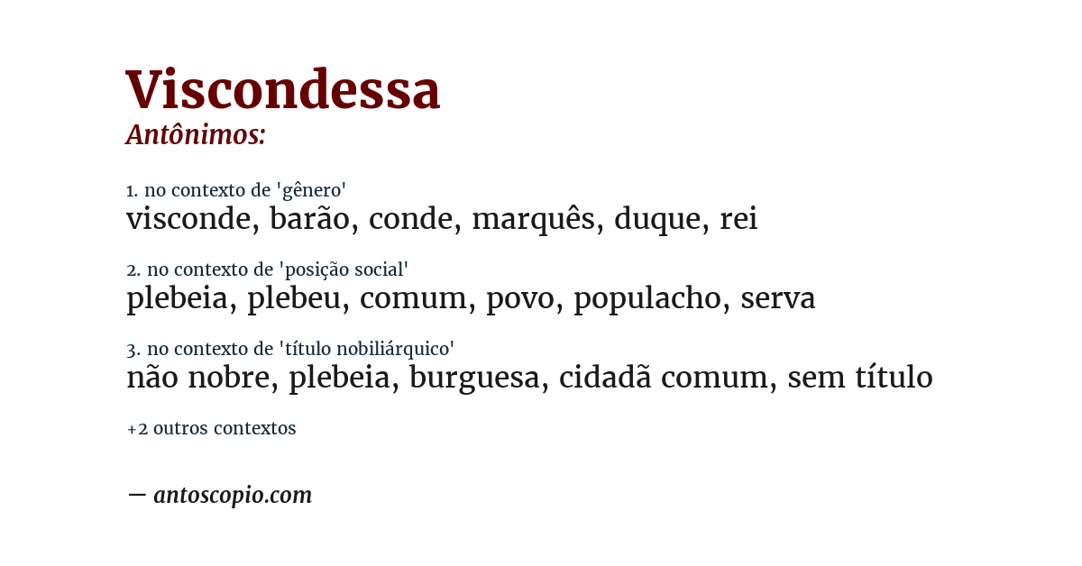 Antônimo de viscondessa