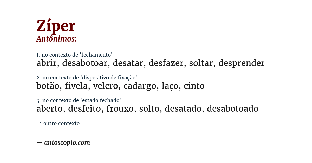 Antônimo de zíper